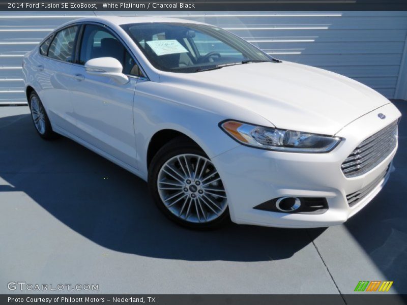 White Platinum / Charcoal Black 2014 Ford Fusion SE EcoBoost