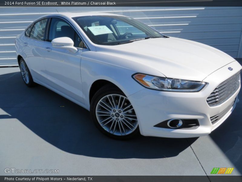 White Platinum / Charcoal Black 2014 Ford Fusion SE EcoBoost