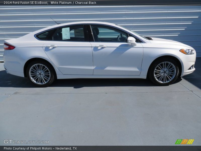 White Platinum / Charcoal Black 2014 Ford Fusion SE EcoBoost