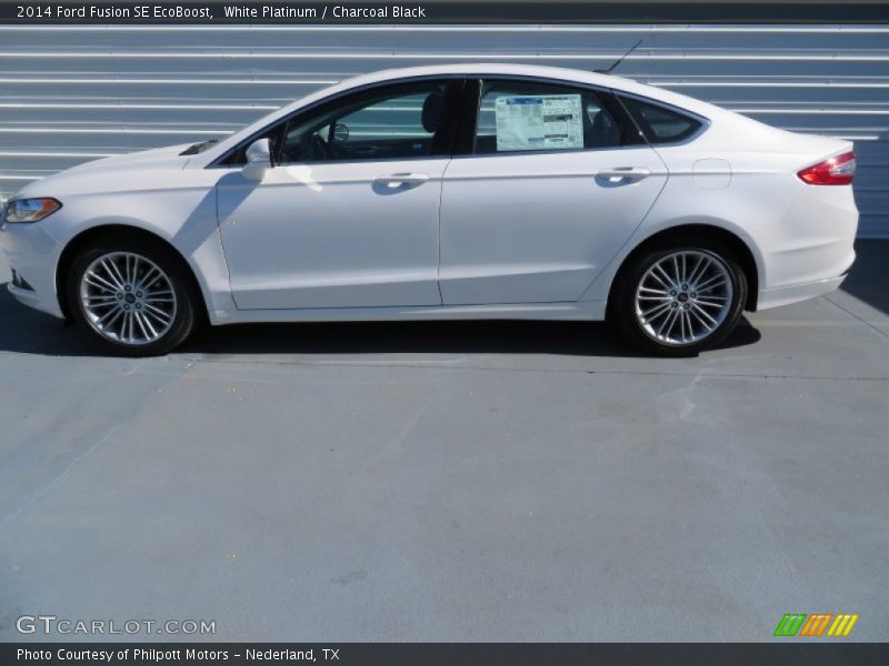 White Platinum / Charcoal Black 2014 Ford Fusion SE EcoBoost