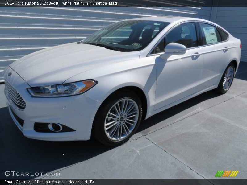 White Platinum / Charcoal Black 2014 Ford Fusion SE EcoBoost
