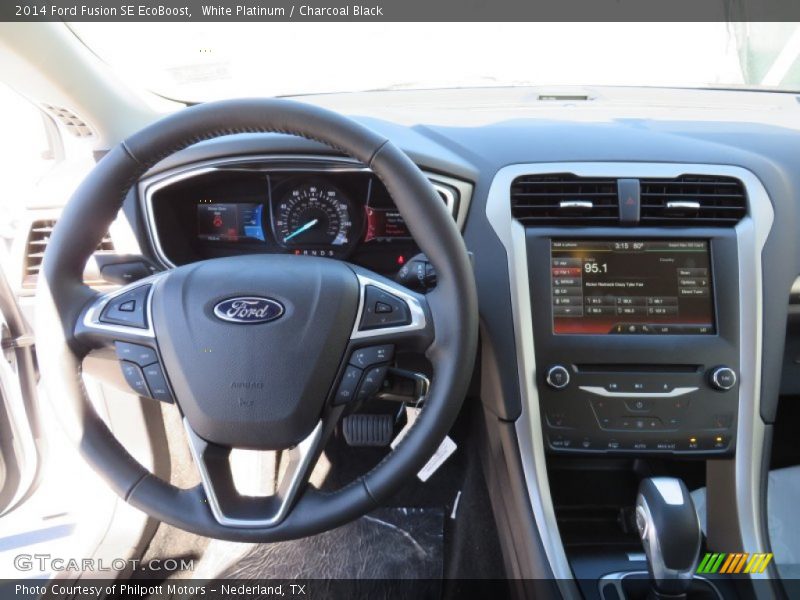White Platinum / Charcoal Black 2014 Ford Fusion SE EcoBoost