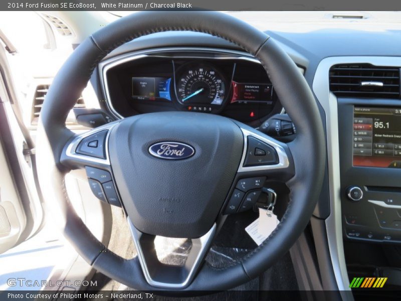 White Platinum / Charcoal Black 2014 Ford Fusion SE EcoBoost