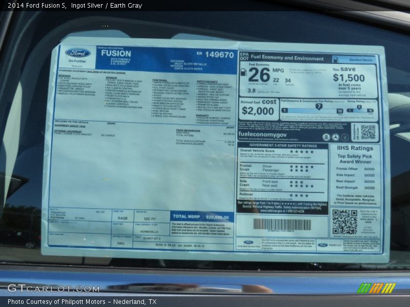 Ingot Silver / Earth Gray 2014 Ford Fusion S