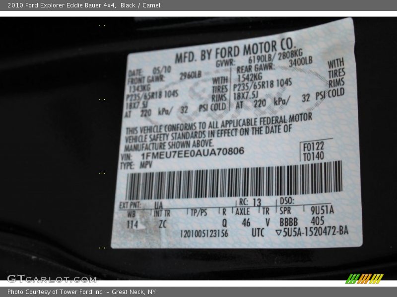 Black / Camel 2010 Ford Explorer Eddie Bauer 4x4
