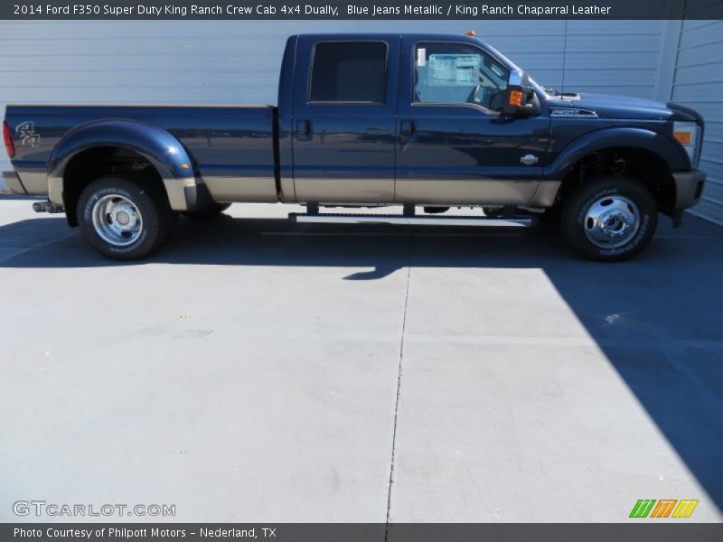 Blue Jeans Metallic / King Ranch Chaparral Leather 2014 Ford F350 Super Duty King Ranch Crew Cab 4x4 Dually