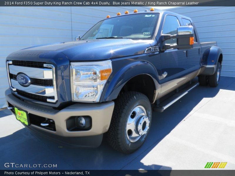 Blue Jeans Metallic / King Ranch Chaparral Leather 2014 Ford F350 Super Duty King Ranch Crew Cab 4x4 Dually
