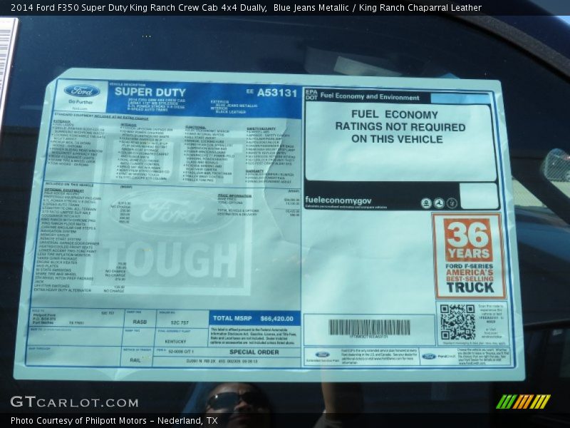  2014 F350 Super Duty King Ranch Crew Cab 4x4 Dually Window Sticker