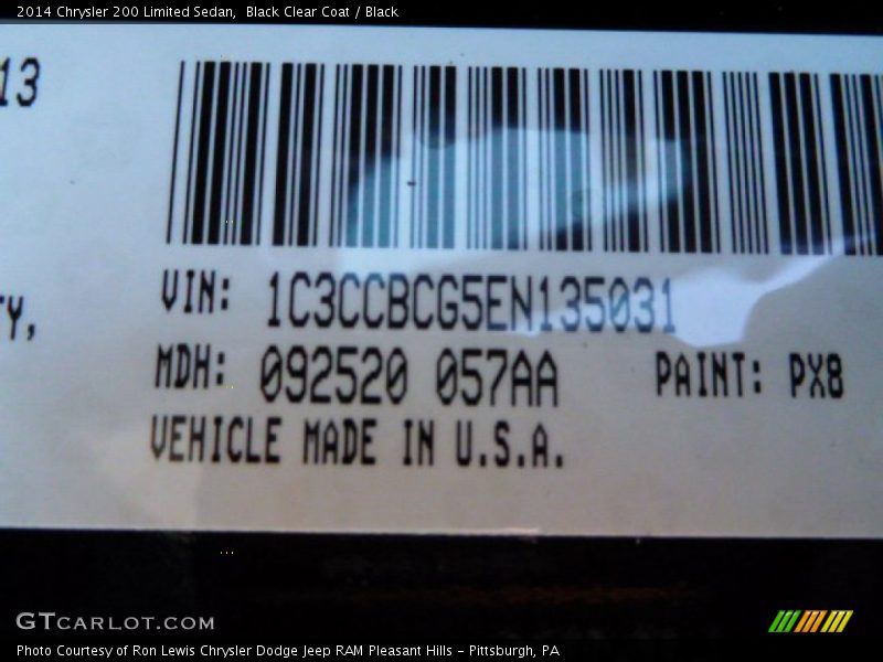 Black Clear Coat / Black 2014 Chrysler 200 Limited Sedan