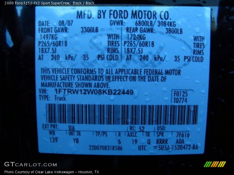 Black / Black 2008 Ford F150 FX2 Sport SuperCrew