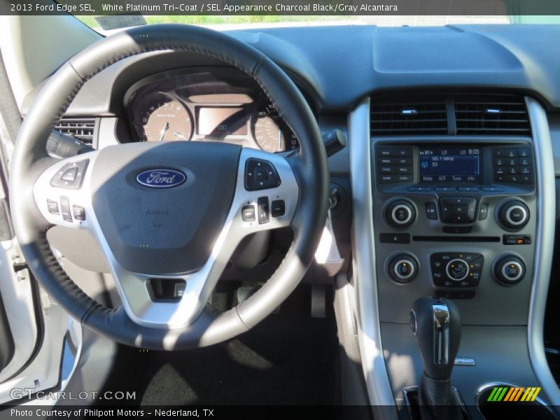 White Platinum Tri-Coat / SEL Appearance Charcoal Black/Gray Alcantara 2013 Ford Edge SEL