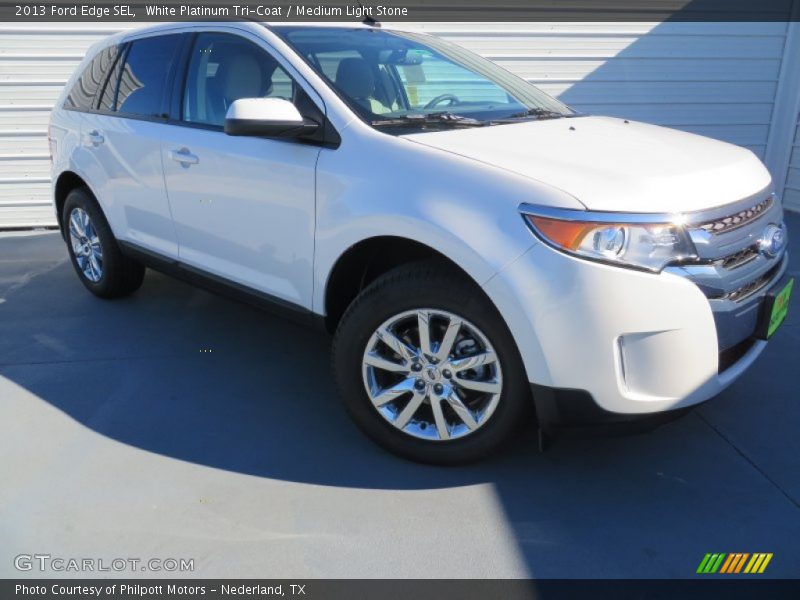 White Platinum Tri-Coat / Medium Light Stone 2013 Ford Edge SEL