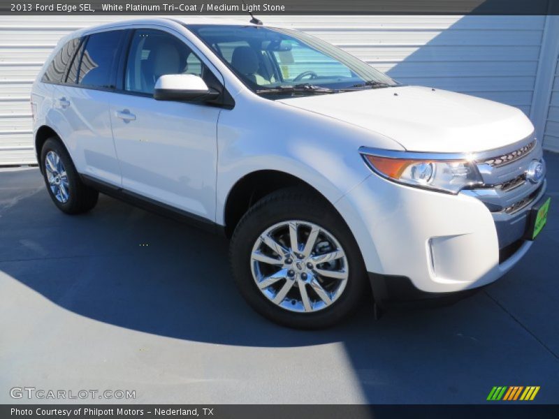 White Platinum Tri-Coat / Medium Light Stone 2013 Ford Edge SEL
