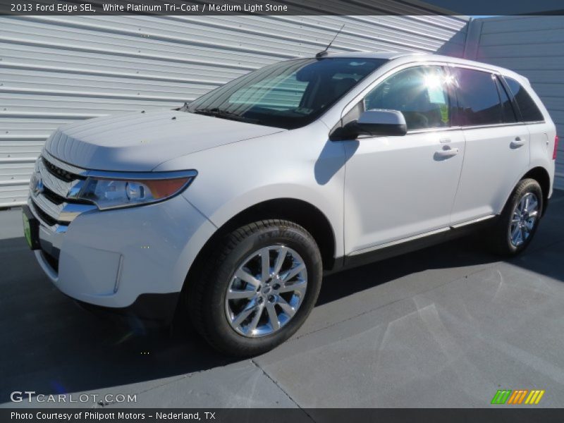 White Platinum Tri-Coat / Medium Light Stone 2013 Ford Edge SEL
