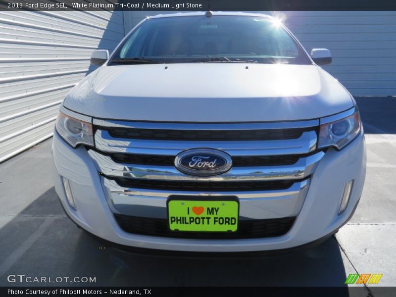 White Platinum Tri-Coat / Medium Light Stone 2013 Ford Edge SEL