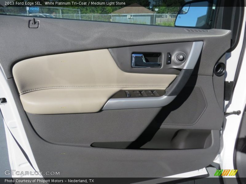 White Platinum Tri-Coat / Medium Light Stone 2013 Ford Edge SEL