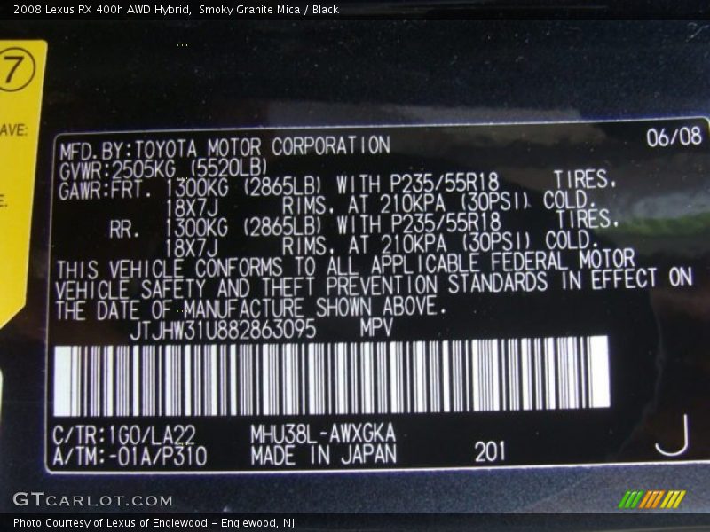 Smoky Granite Mica / Black 2008 Lexus RX 400h AWD Hybrid