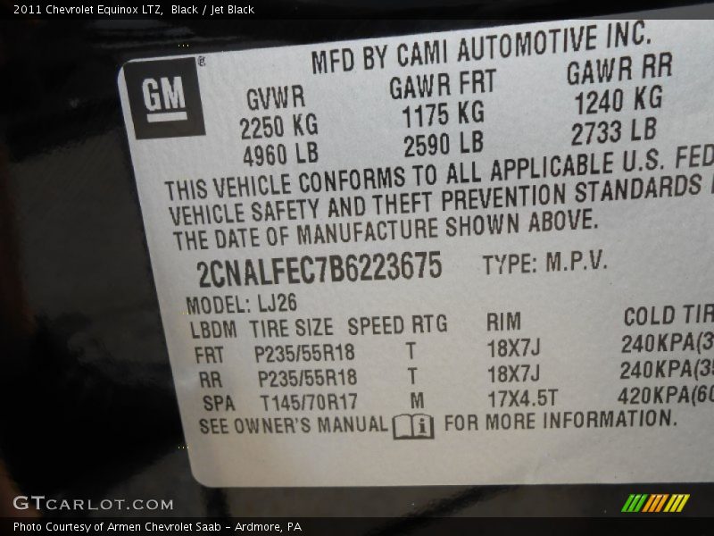 Black / Jet Black 2011 Chevrolet Equinox LTZ