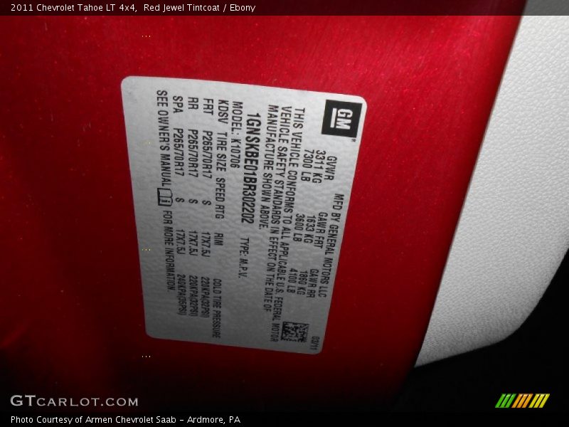 Red Jewel Tintcoat / Ebony 2011 Chevrolet Tahoe LT 4x4