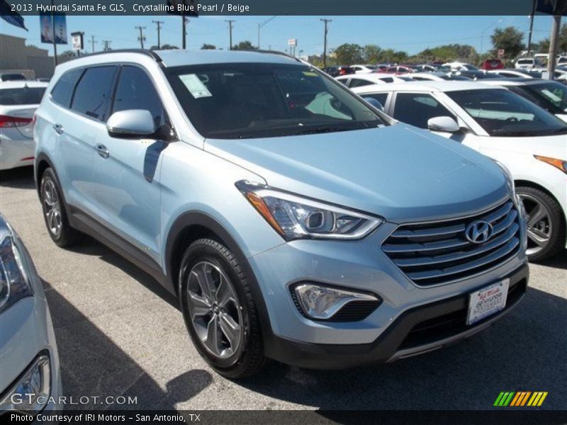 Crystalline Blue Pearl / Beige 2013 Hyundai Santa Fe GLS