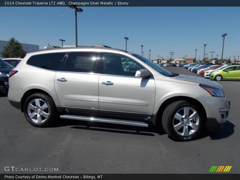 Champagne Silver Metallic / Ebony 2014 Chevrolet Traverse LTZ AWD
