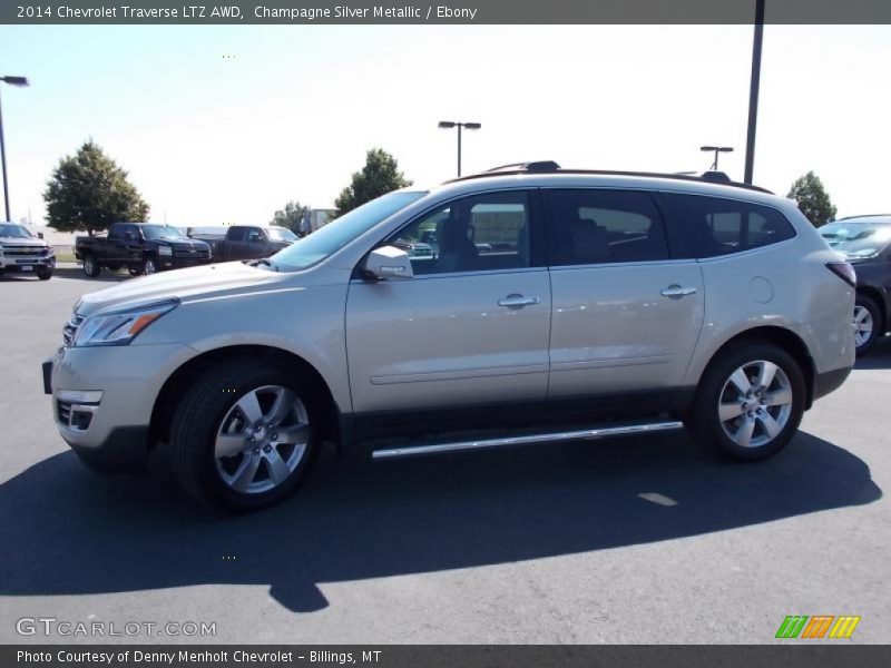 Champagne Silver Metallic / Ebony 2014 Chevrolet Traverse LTZ AWD