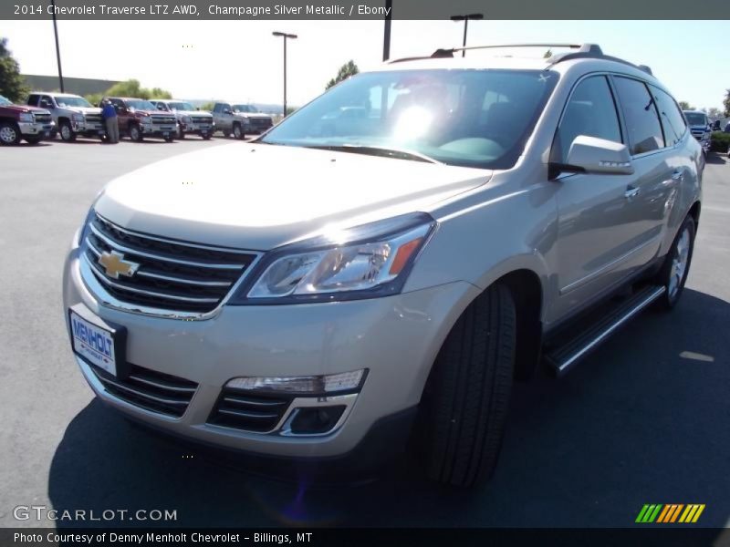 Champagne Silver Metallic / Ebony 2014 Chevrolet Traverse LTZ AWD