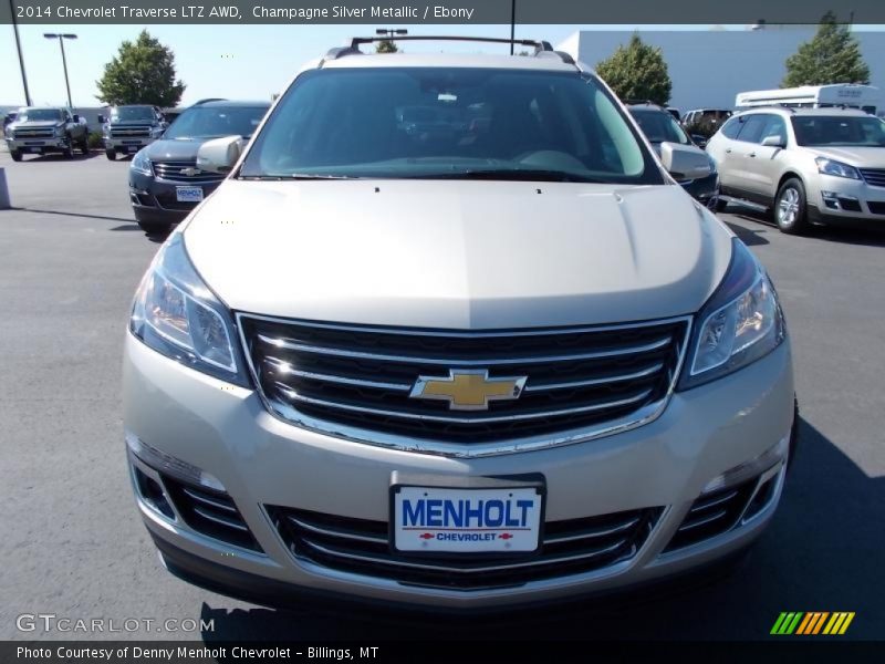 Champagne Silver Metallic / Ebony 2014 Chevrolet Traverse LTZ AWD