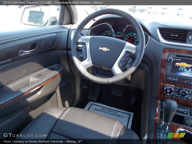 Champagne Silver Metallic / Ebony 2014 Chevrolet Traverse LTZ AWD