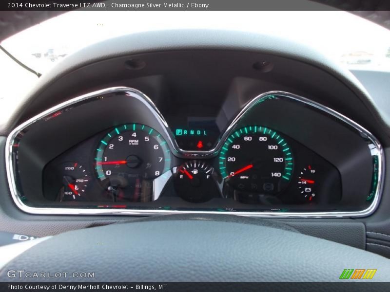 Champagne Silver Metallic / Ebony 2014 Chevrolet Traverse LTZ AWD