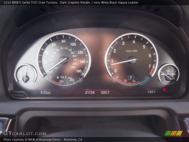 Dark Graphite Metallic / Ivory White/Black Nappa Leather 2010 BMW 5 Series 535i Gran Turismo