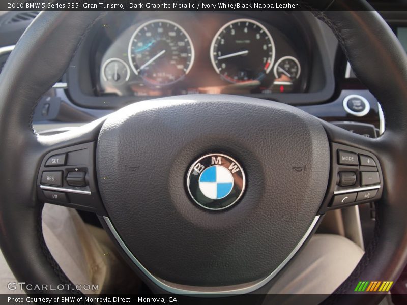 Dark Graphite Metallic / Ivory White/Black Nappa Leather 2010 BMW 5 Series 535i Gran Turismo