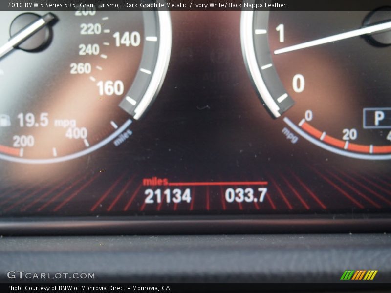 Dark Graphite Metallic / Ivory White/Black Nappa Leather 2010 BMW 5 Series 535i Gran Turismo