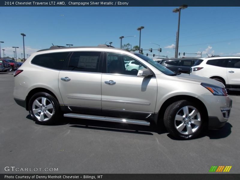 Champagne Silver Metallic / Ebony 2014 Chevrolet Traverse LTZ AWD