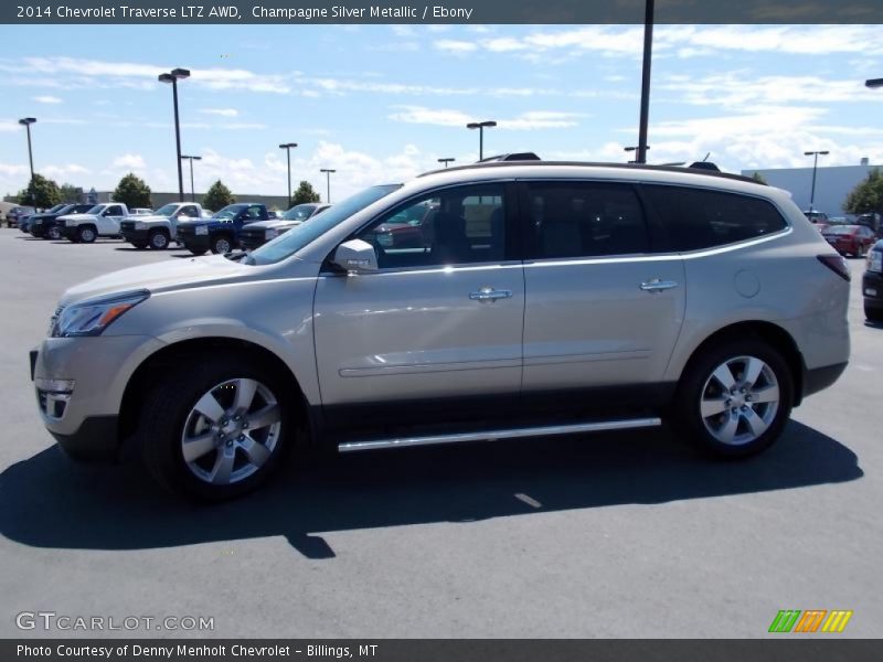 Champagne Silver Metallic / Ebony 2014 Chevrolet Traverse LTZ AWD