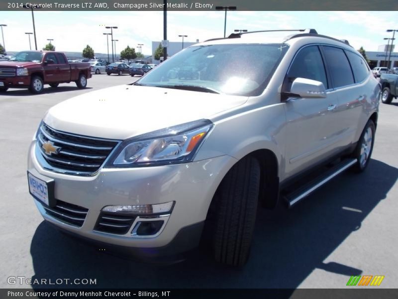 Champagne Silver Metallic / Ebony 2014 Chevrolet Traverse LTZ AWD