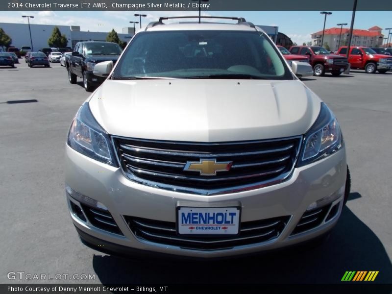 Champagne Silver Metallic / Ebony 2014 Chevrolet Traverse LTZ AWD
