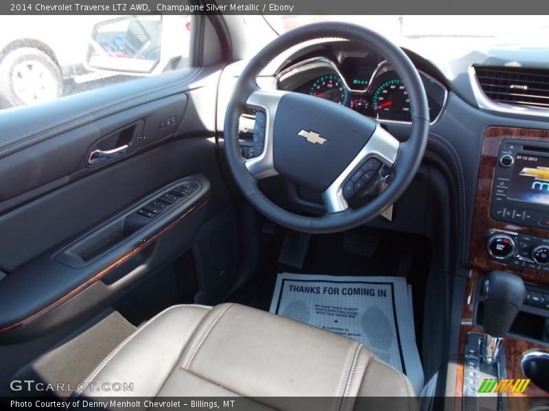 Champagne Silver Metallic / Ebony 2014 Chevrolet Traverse LTZ AWD