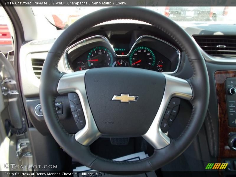 Champagne Silver Metallic / Ebony 2014 Chevrolet Traverse LTZ AWD