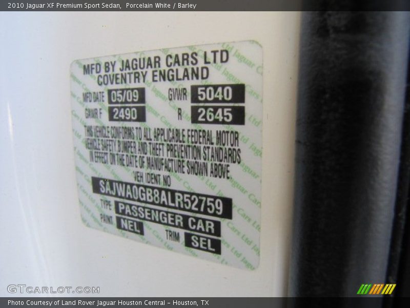 Porcelain White / Barley 2010 Jaguar XF Premium Sport Sedan
