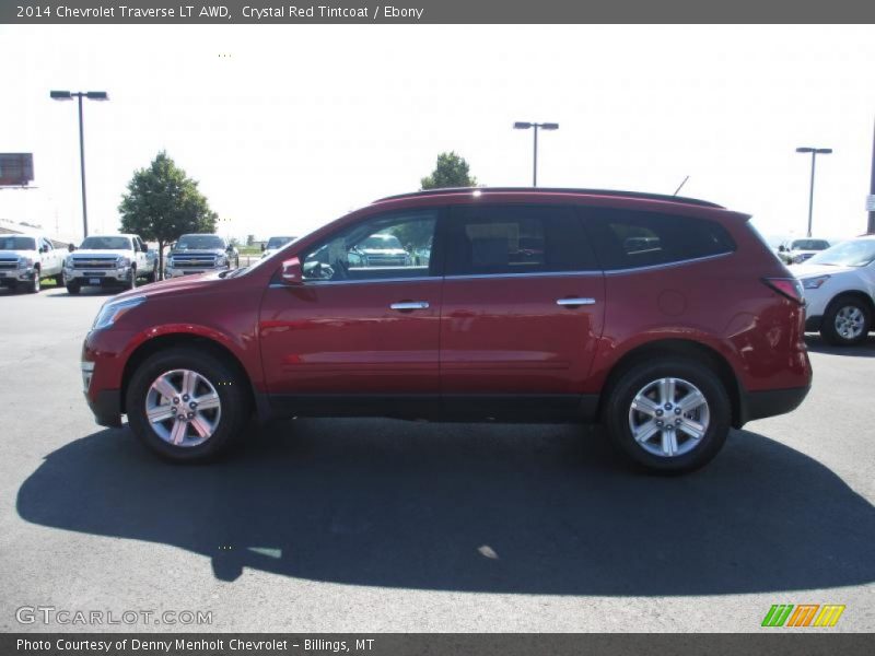 Crystal Red Tintcoat / Ebony 2014 Chevrolet Traverse LT AWD