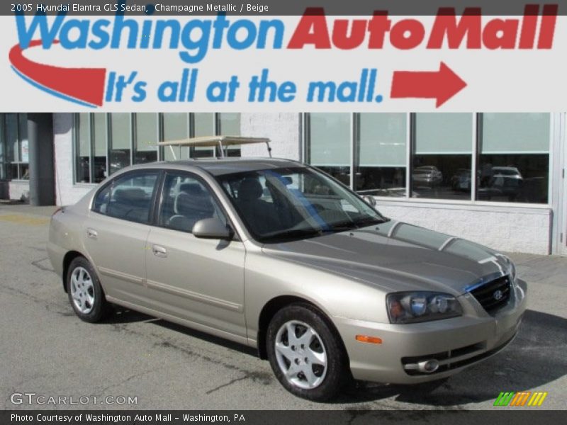 Champagne Metallic / Beige 2005 Hyundai Elantra GLS Sedan