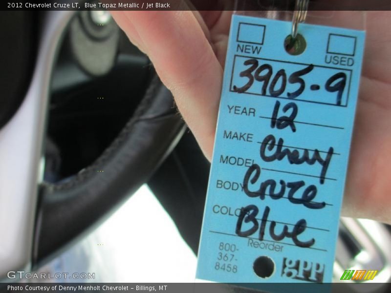 Blue Topaz Metallic / Jet Black 2012 Chevrolet Cruze LT