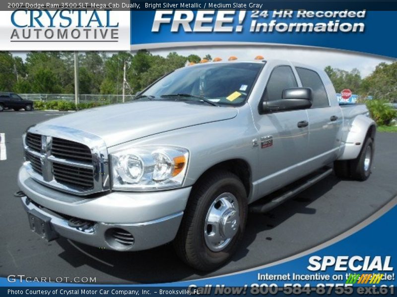 Bright Silver Metallic / Medium Slate Gray 2007 Dodge Ram 3500 SLT Mega Cab Dually