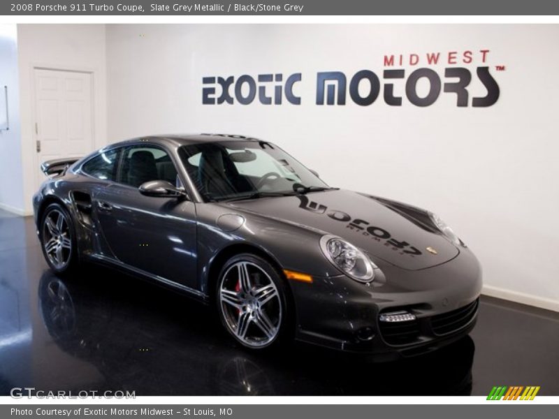 Slate Grey Metallic / Black/Stone Grey 2008 Porsche 911 Turbo Coupe
