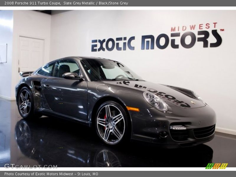 Slate Grey Metallic / Black/Stone Grey 2008 Porsche 911 Turbo Coupe