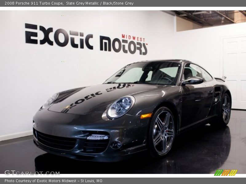 Slate Grey Metallic / Black/Stone Grey 2008 Porsche 911 Turbo Coupe