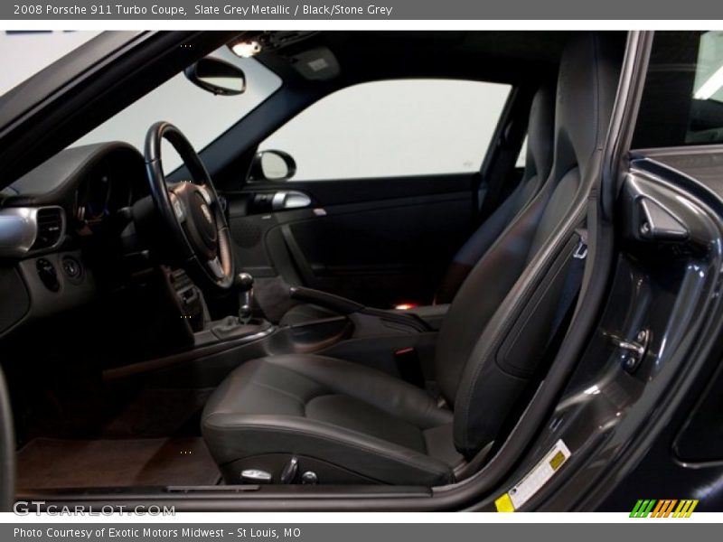 Slate Grey Metallic / Black/Stone Grey 2008 Porsche 911 Turbo Coupe