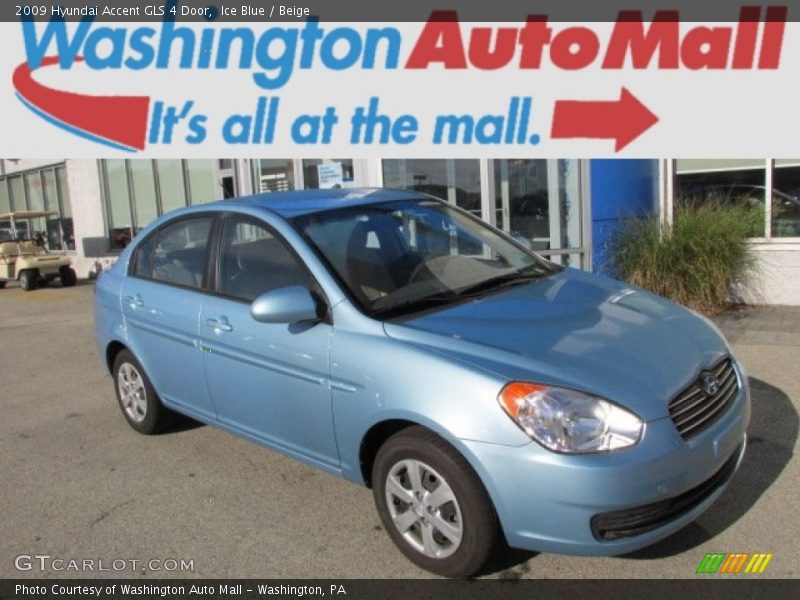 Ice Blue / Beige 2009 Hyundai Accent GLS 4 Door