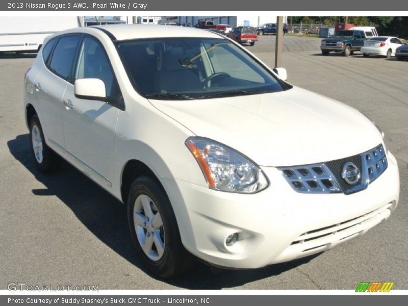 Pearl White / Gray 2013 Nissan Rogue S AWD